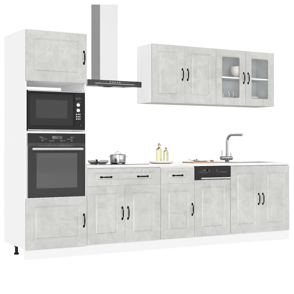 vidaXL Mueble cocina Kalmar gris hormigón 7 pzas madera contrachapada