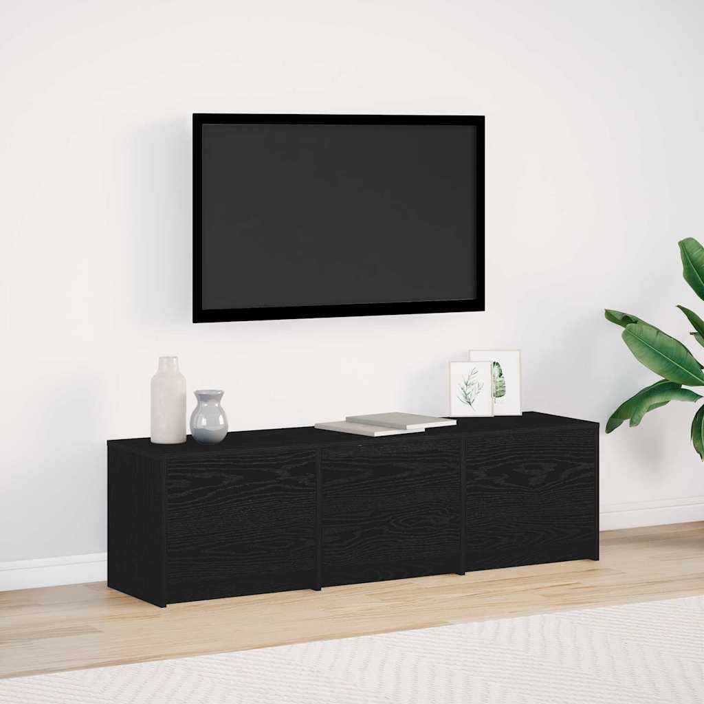 vidaXL Gabinete de TV con LEDs con cajón Roble Negro 140 x 34 x 40 cm