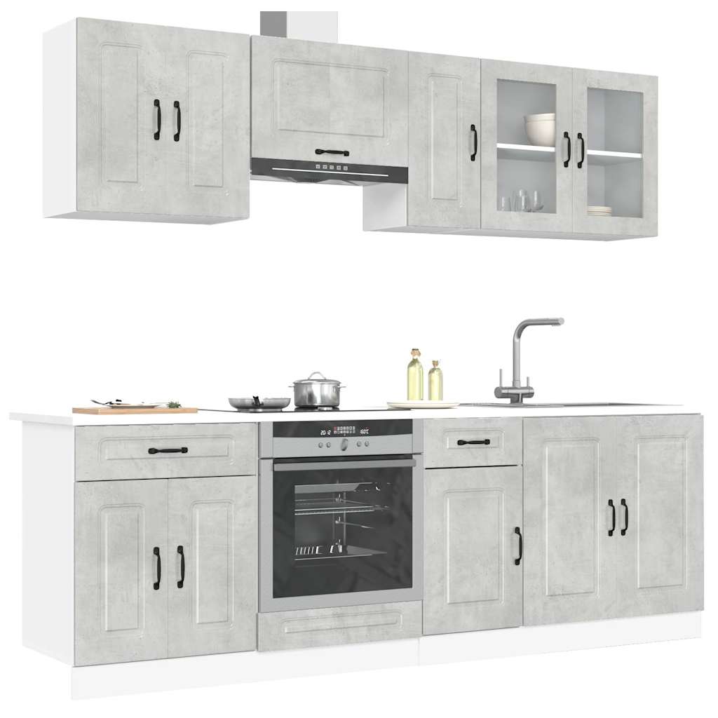 vidaXL Mueble cocina Kalmar gris hormigón 8 pzas madera contrachapada