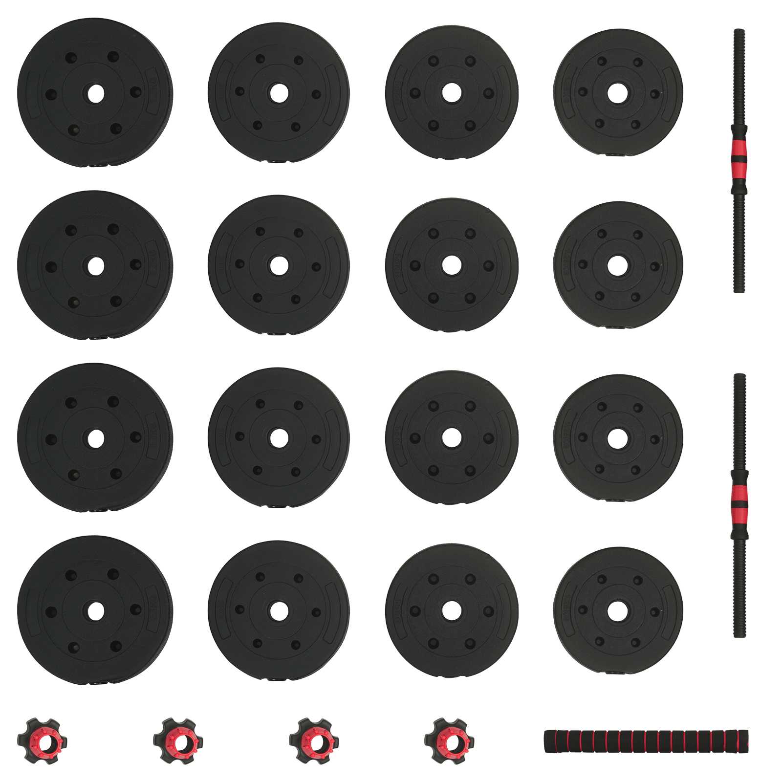 vidaXL 2-in-1 Hantelset Schwarz und Rot 121 x 19,5 x 19,5 cm - Image 5