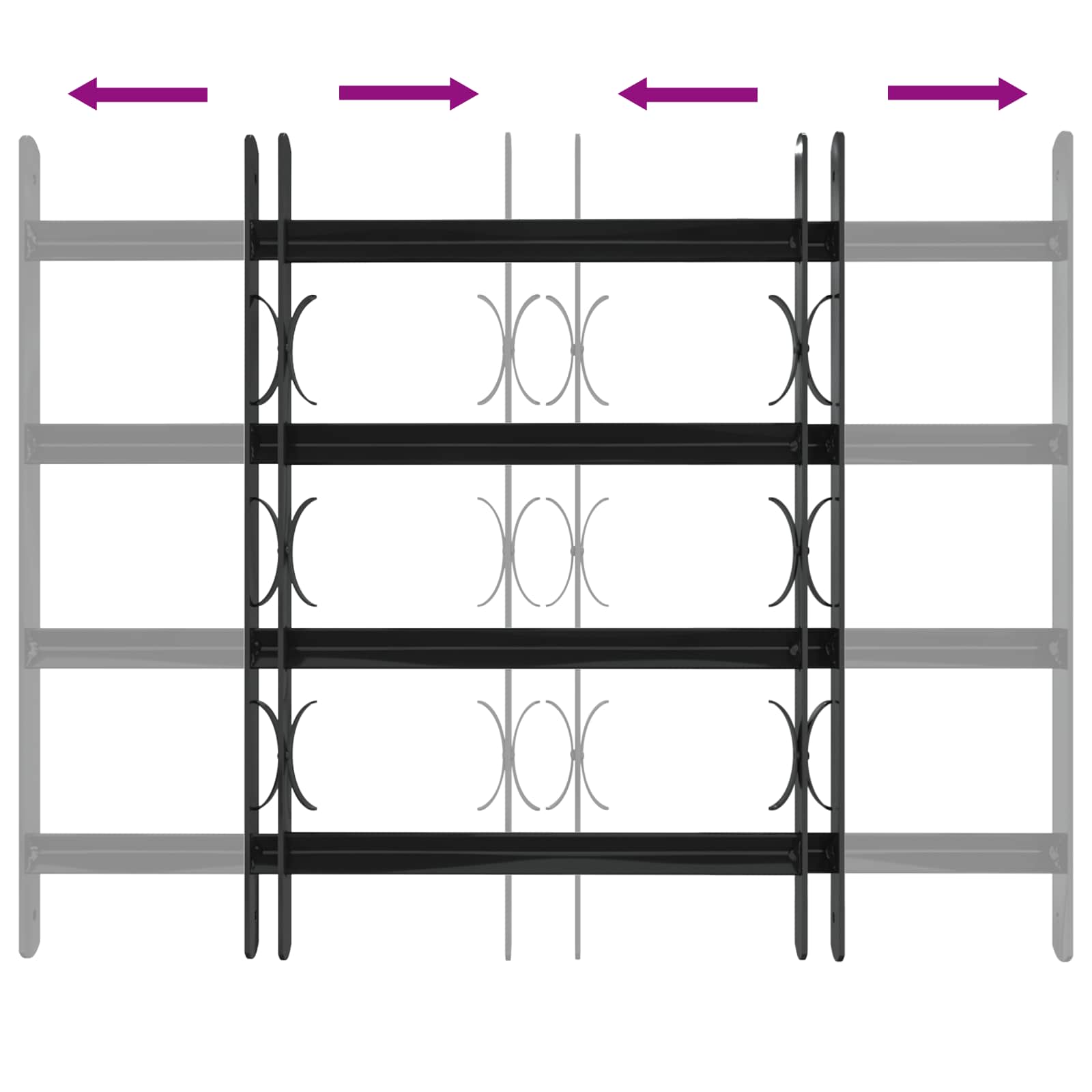 vidaXL Fenstergitter Schwarz 75,5 x 60 cm Pulverbeschichteter Stahl - Image 5