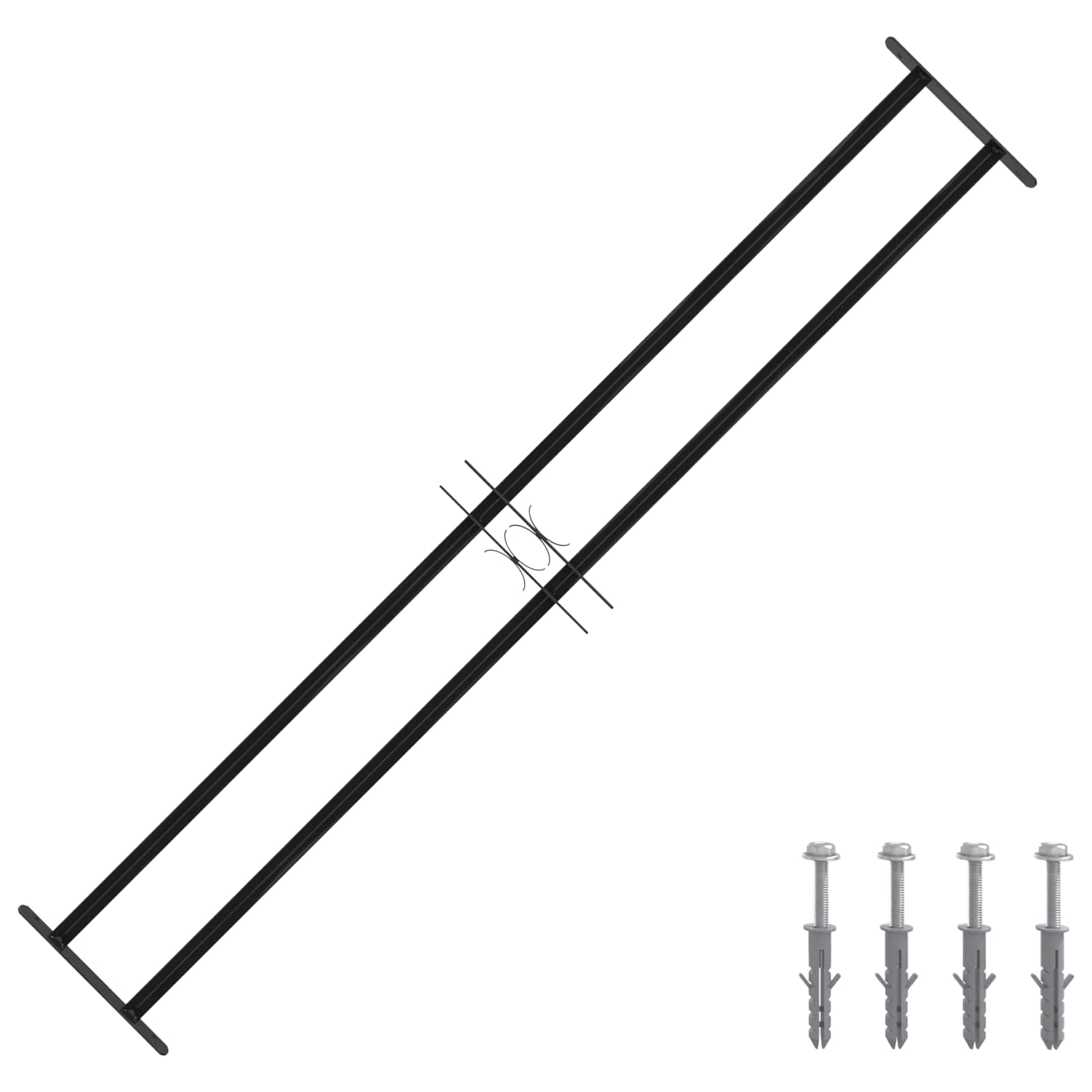 vidaXL Fenstergitter Schwarz 176 x 30 cm Pulverbeschichteter Stahl