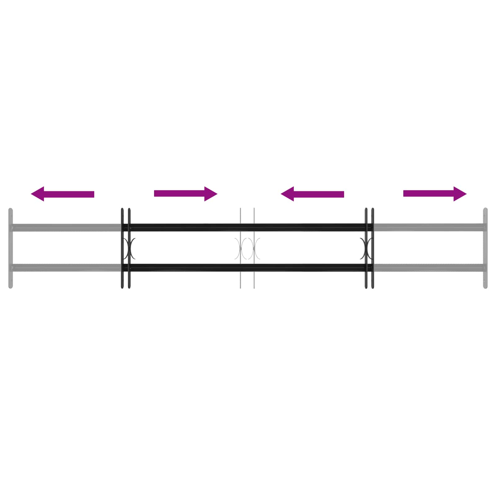 vidaXL Fenstergitter Schwarz 176 x 30 cm Pulverbeschichteter Stahl - Image 5