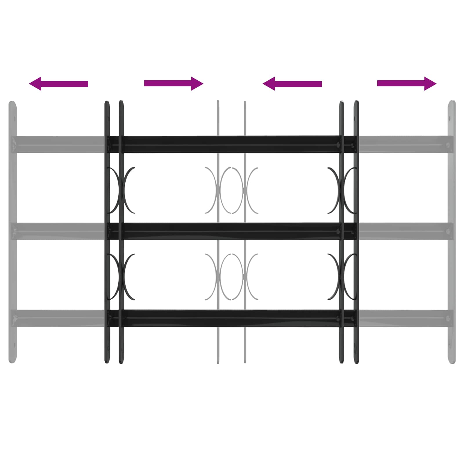 vidaXL Fenstergitter Schwarz 75,5 x 45 cm Pulverbeschichteter Stahl - Image 5
