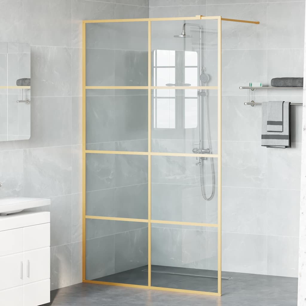 vidaXL Walk-in Duschwand Gold 115 x 195 cm Gehärtetes Glas - Image 3