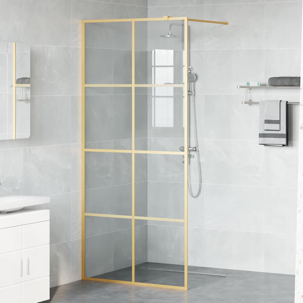 vidaXL Walk-in Duschwand Gold 90 x 195 cm Gehärtetes Glas - Image 3