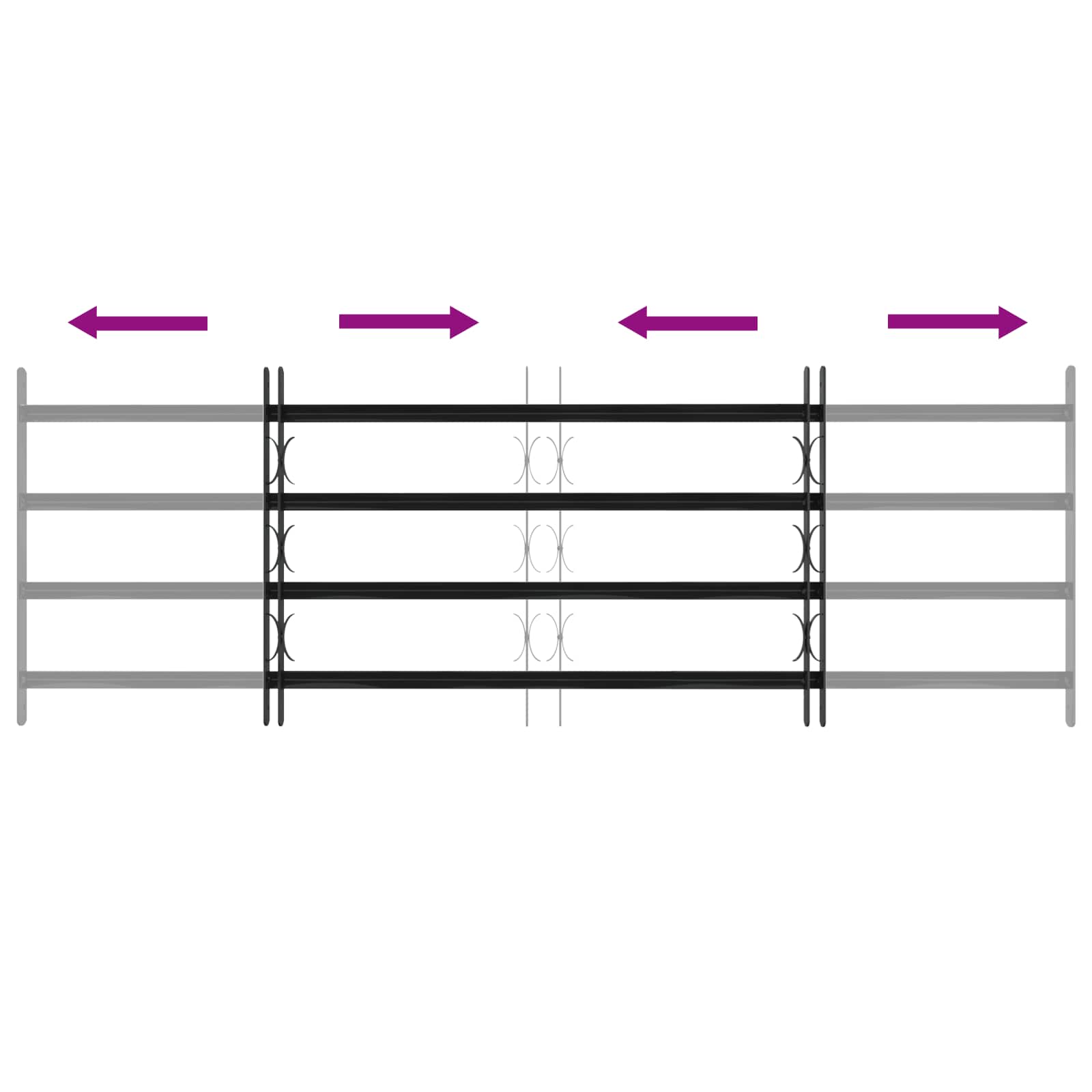 vidaXL Fenstergitter Schwarz 175 x 60 cm Pulverbeschichteter Stahl - Image 5