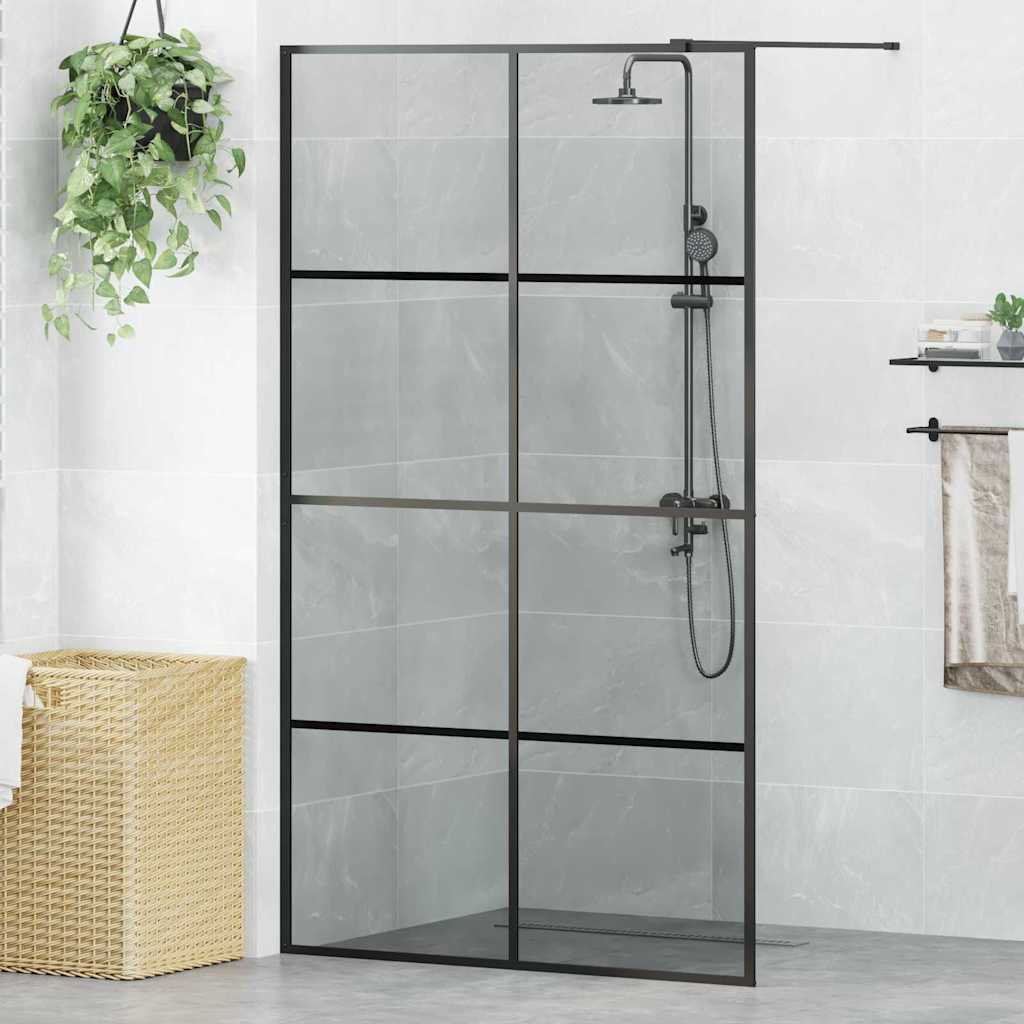 vidaXL Walk-in Duschwand Schwarz 115 x 195 cm Gehärtetes Glas