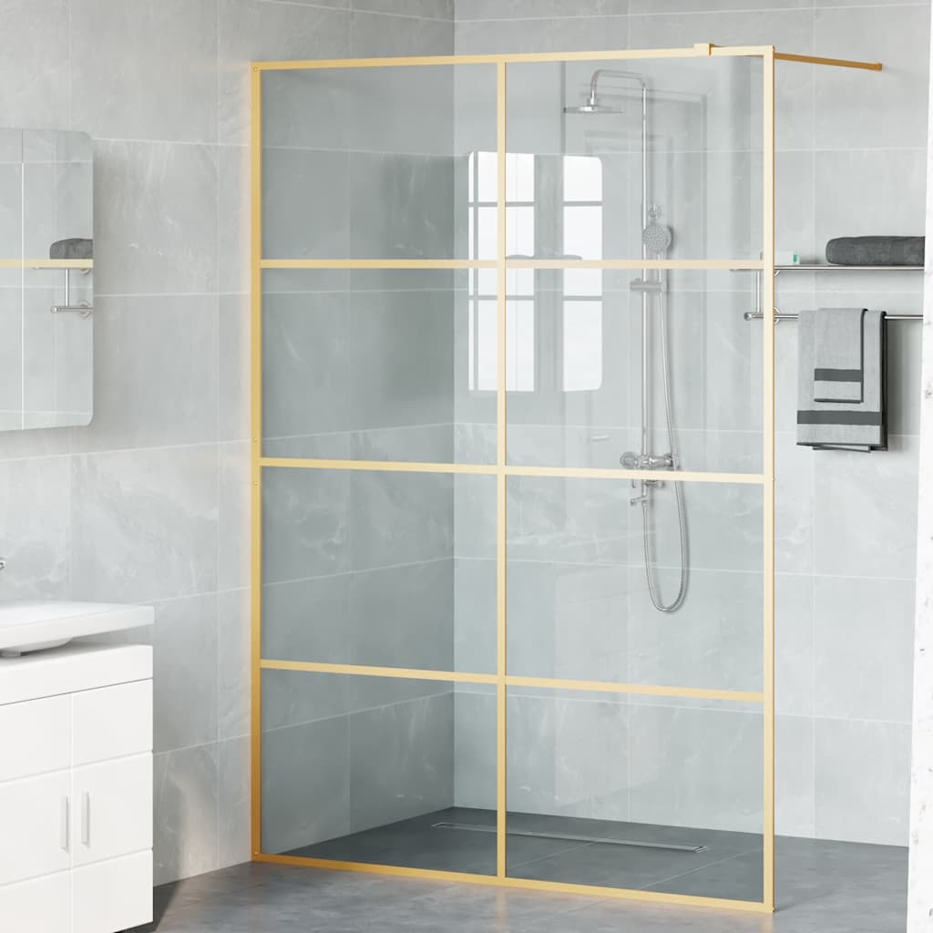 vidaXL Walk-in Duschwand Gold 140 x 195 cm Gehärtetes Glas - Image 3