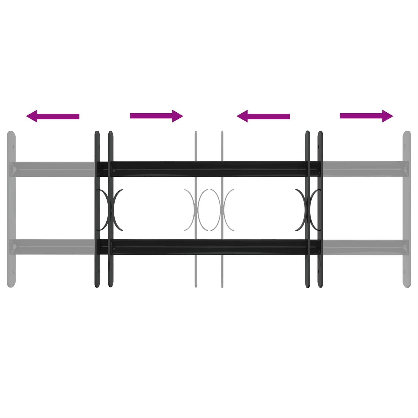vidaXL Fenstergitter Schwarz 76 x 30 cm Pulverbeschichteter Stahl - Image 5
