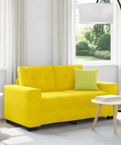 § Divano A Due Posti § Con Cuscino Giallo Velluto
