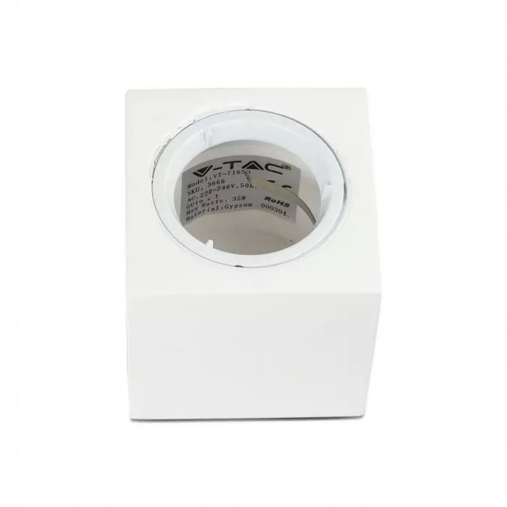 Gu10 Fitting Square Gypsum With Aluminium Ring White