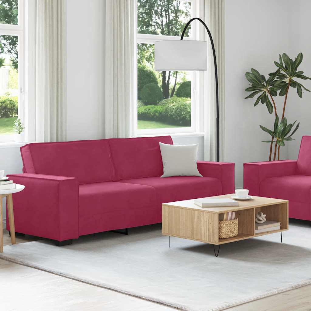 Set Di Divani 2 Pz Con Cuscini Rosso Vino In Velluto - Image 3