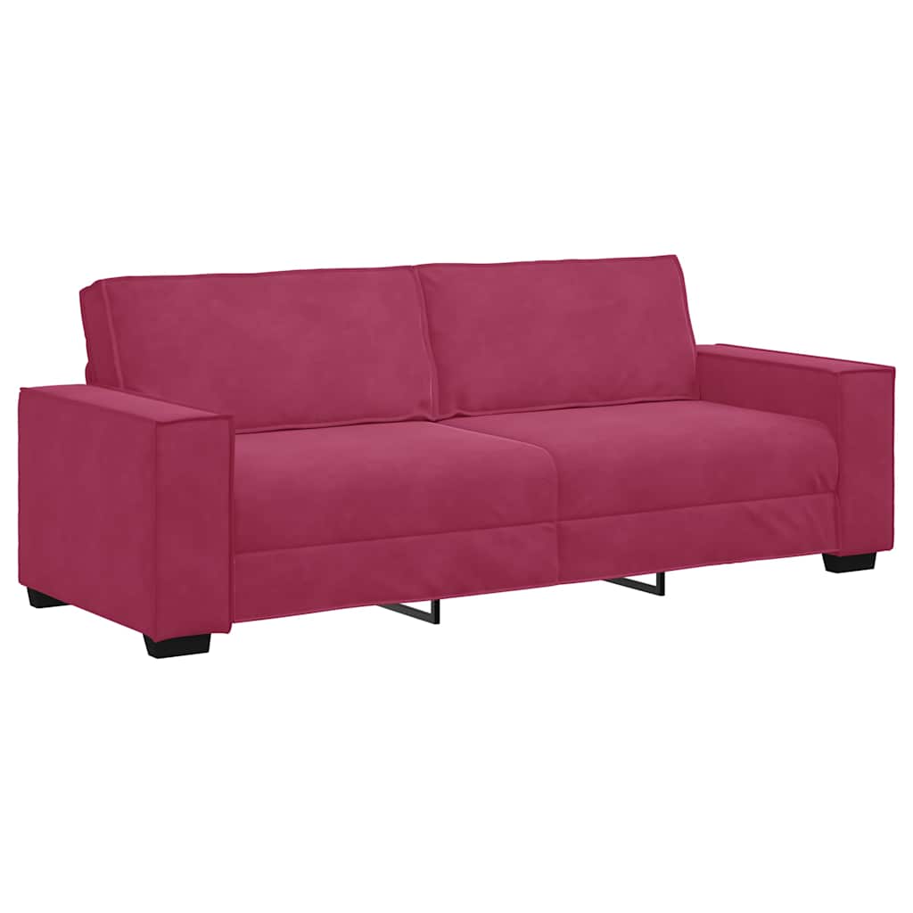 Set Di Divani 2 Pz Con Cuscini Rosso Vino In Velluto - Image 4