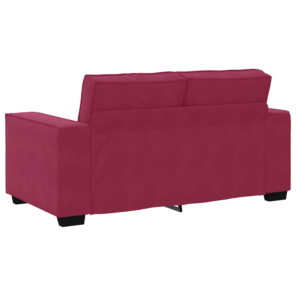 Set Di Divani 2 Pz Con Cuscini Rosso Vino In Velluto - Image 5