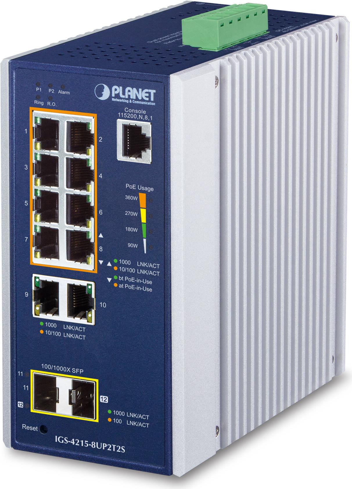 Planet IgS-4215-8up2t2s NetzwerK-Switch Managed L2/l4 Gigabit Ethernet (10/100/1000) Power Over Ethernet (poe) Aluminium - Blau (igS-4215-8up2t2s)