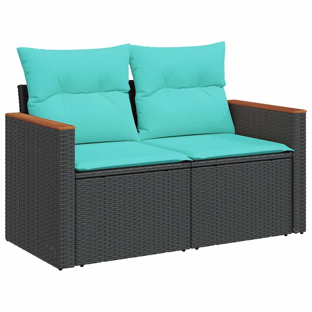 Set Divano Da Giardino 6 Pz Con Cuscini Nero In Polyrattan - Image 4