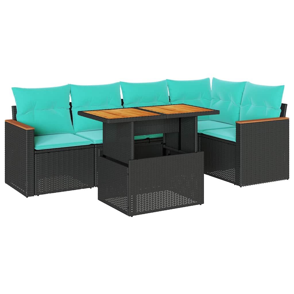 Set Divano Da Giardino 6 Pz Con Cuscini Nero In Polyrattan - Image 2