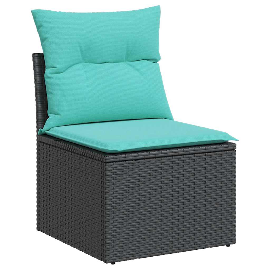 Set Divano Da Giardino 6 Pz Con Cuscini Nero In Polyrattan - Image 3