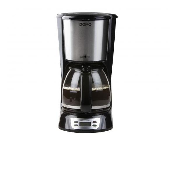 Caffettiera Con Filtro - Domo - Do708k - 1000 W - 1,5 L - 12 Tazze - Schermo Lcd - Timer 24 Ore - Nero E Acciaio Inossidabile