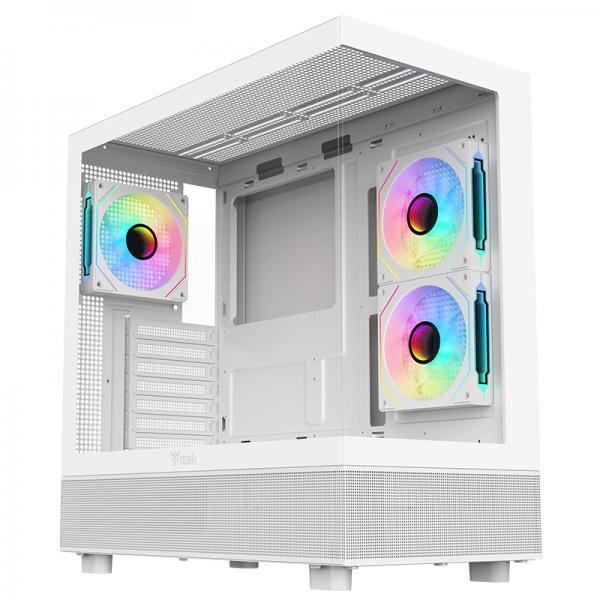 Itek Case Showbui 42w, Gaming Tower, Atx, 3x12cm Argb Fan,  2xusb3, TypE-C, Side  Front Panel Temp