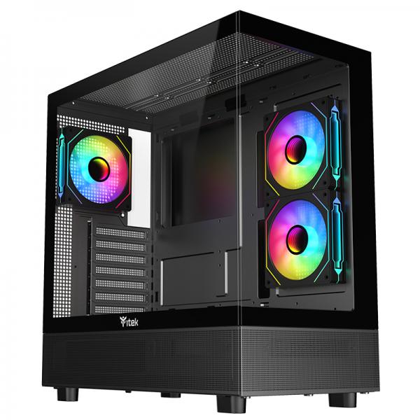 Itek Case Showbui 42b, Gaming Tower, Atx, 3x12cm Argb Fan, 2xusb3, TypE-C, Side  Front Panel Temp G