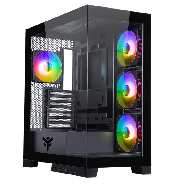 Itek Case Showbui 45b - Gaming  Tower, Atx, 4x12cm Argb Fan,  2xusb3, TypE-C, Side  Front  Panel te