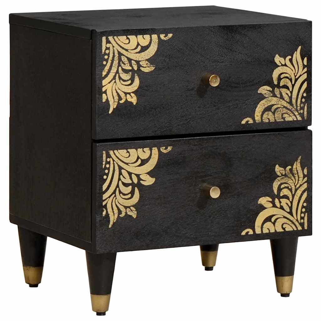 Armadio Da Notte Nero 40 X 33 X 46 Cm Legno Di Mango Massello