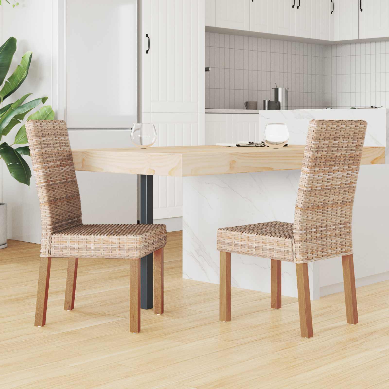 Sedia Da Pranzo 2 Pcs Naturale 45 X 54 X 93 cm - Image 3