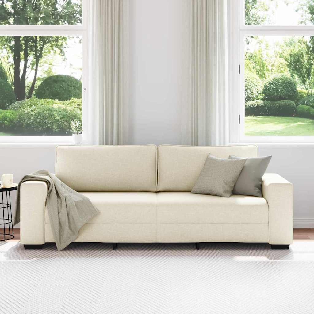 § Divano § Con Cuscino Con Cuscino Beige 221 X 77 X 82 Cm Tela - Image 3
