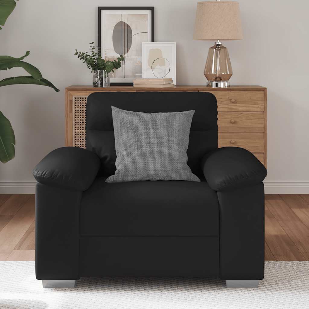 Poltrona Nera 60 Cm In Similpelle - Image 3