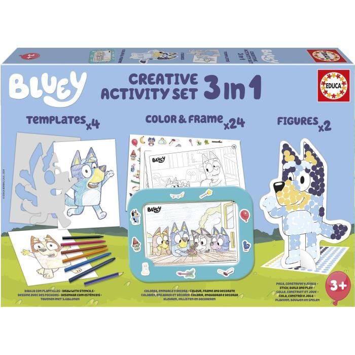 Set Creativo - Educa - Decorazione E Modellazione Dei Personaggi Bluey - 3 Attività Per Bambini Di 3 Anni