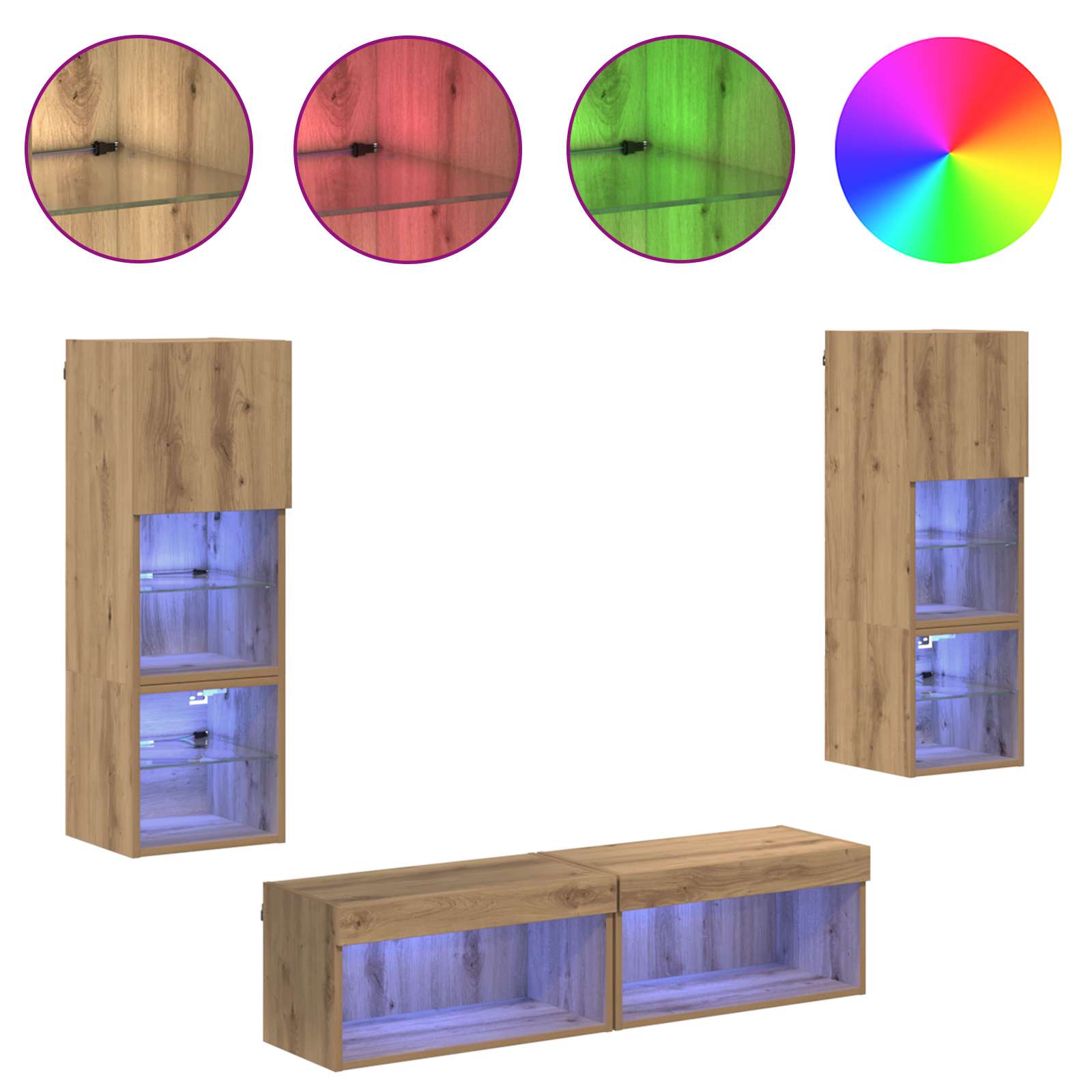 ` Montaggio A Parete 6 Pcs Rovere Artigianale Legno Multistrato - Image 4