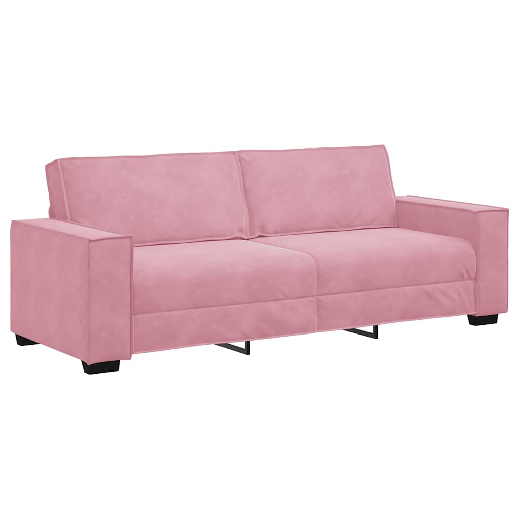 Set Di Divani 2 Pz Con Cuscini Rosa In Velluto - Image 4