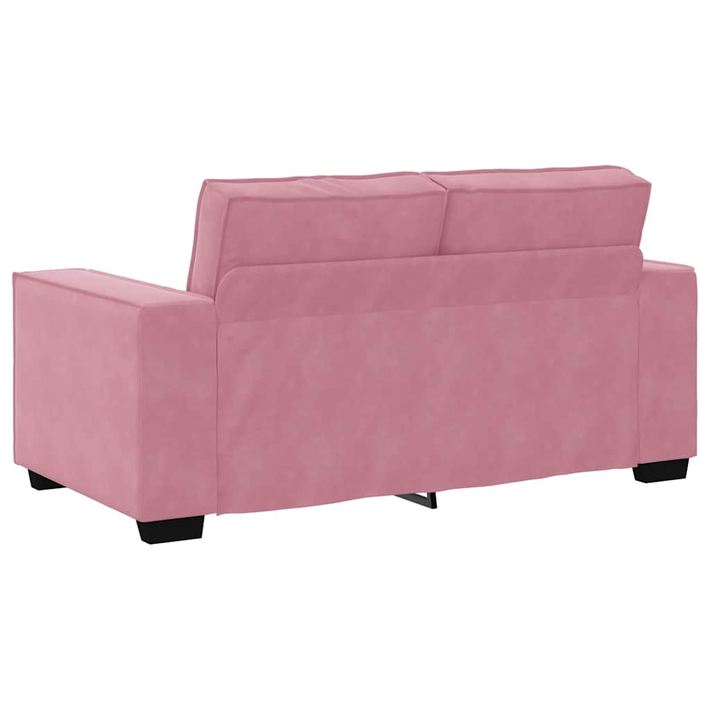 Set Di Divani 2 Pz Con Cuscini Rosa In Velluto - Image 5