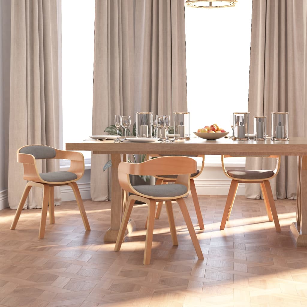 Sedie Da Pranzo 4 Pz Tortora Legno Curvato E Tessuto