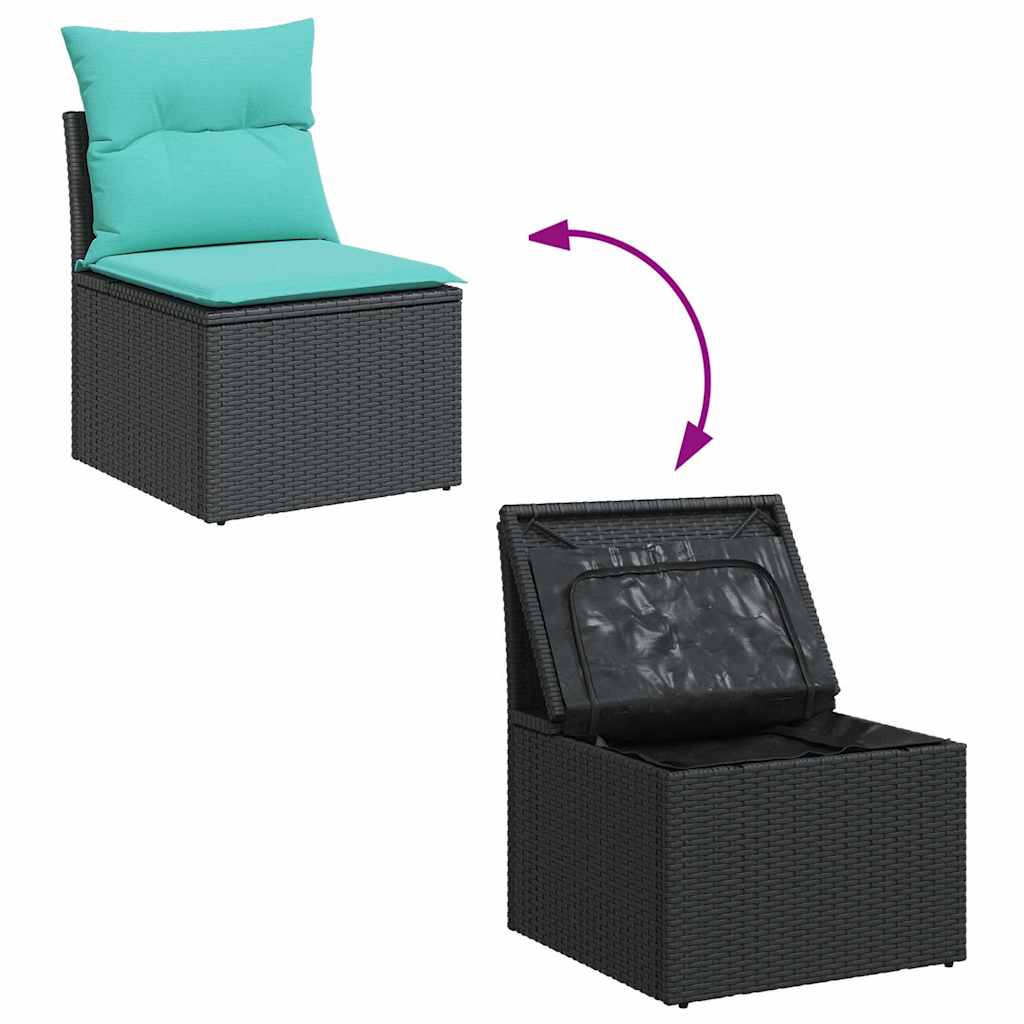 Set Divani Da Giardino Con Cuscini 7pz Nero Polyrattan - Image 5