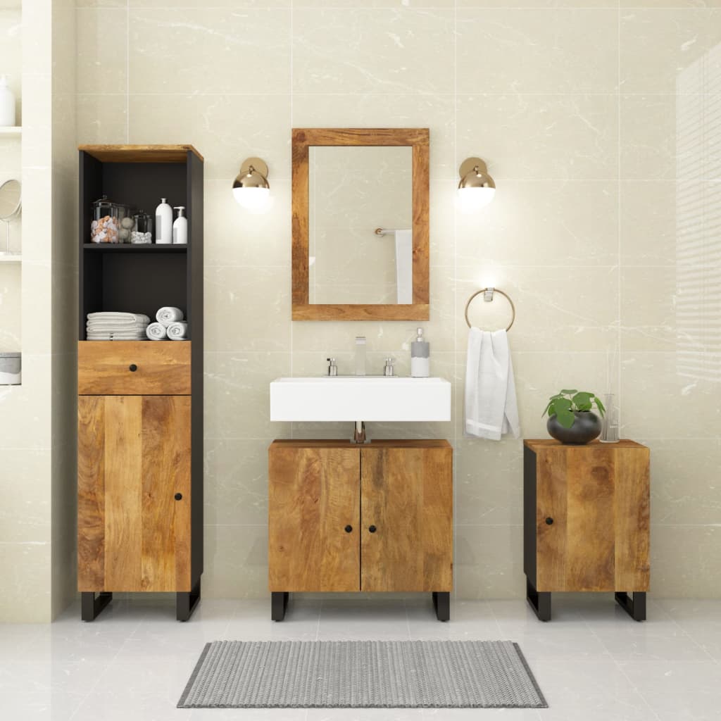Set Mobili Da Bagno 4 Pz In Legno Massello Di Mango