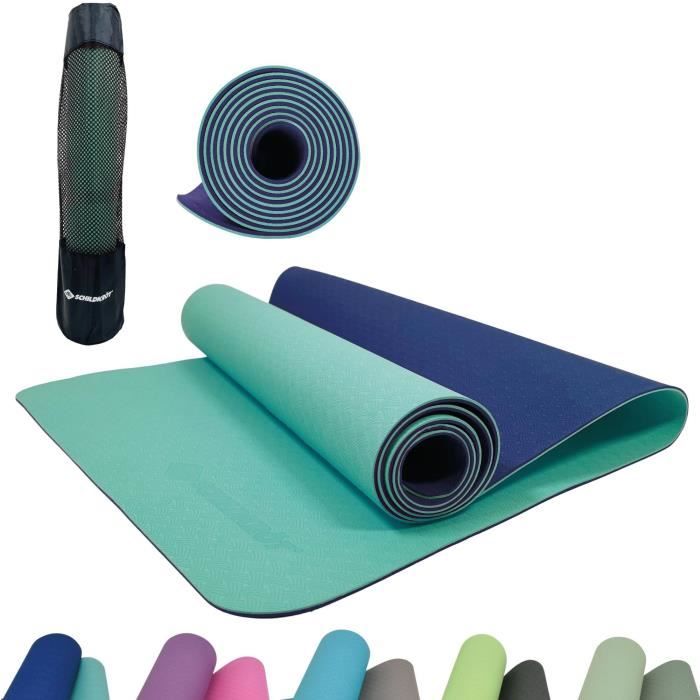 Tappetino Yoga Schildkröt Fitness Bicolor 180 X 61 Cm - Senza Pvc - Antiscivolo - Blu Navy/menta