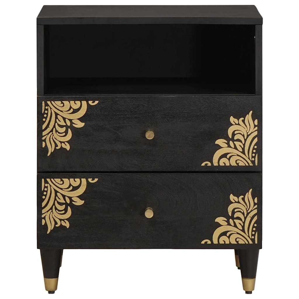 Armadio Da Notte Nero 50 X 33 X 62 Cm Legno Di Mango Massello - Image 3