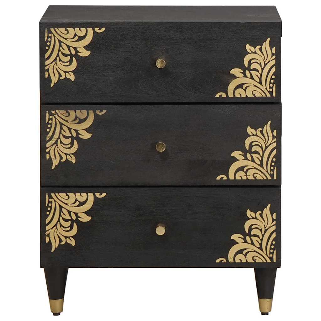 Armadio Da Notte Nero 50 X 33 X 62 Cm Legno Di Mango Massello - Image 3