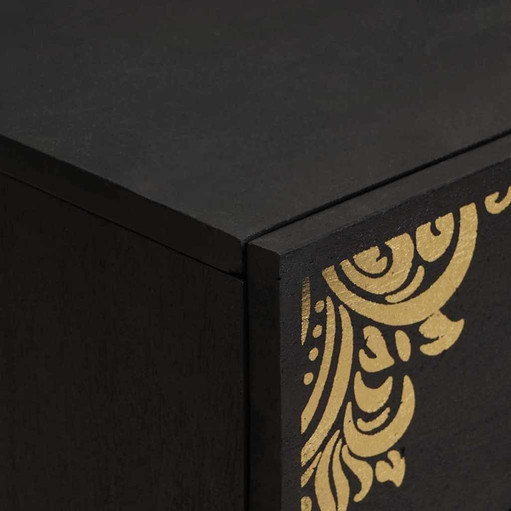 Armadio Da Notte Nero 50 X 33 X 62 Cm Legno Di Mango Massello - Image 6