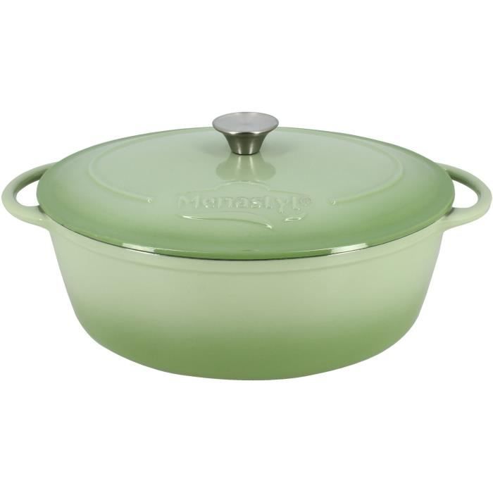 Casseruola - Menastyl - 6020075 - Rotonda - Ghisa Smaltata - Verde - 7 Litri