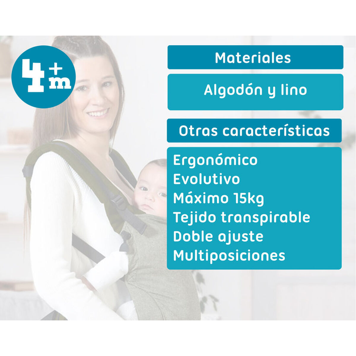 Zaino Porta Bambino Verde + 4 Anni 15 kg - Image 5