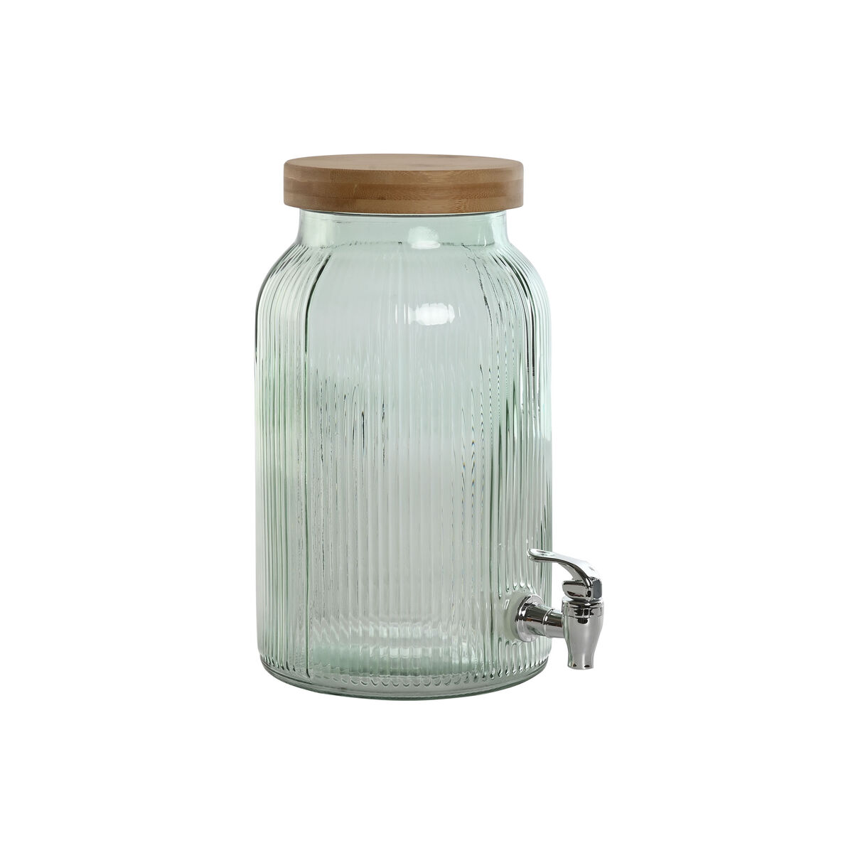 Dispenser Di Bevande Home Esprit Argentato Silicone Bambù Cristallo Plastica 5,5 L 18 X 18 X 31 cm
