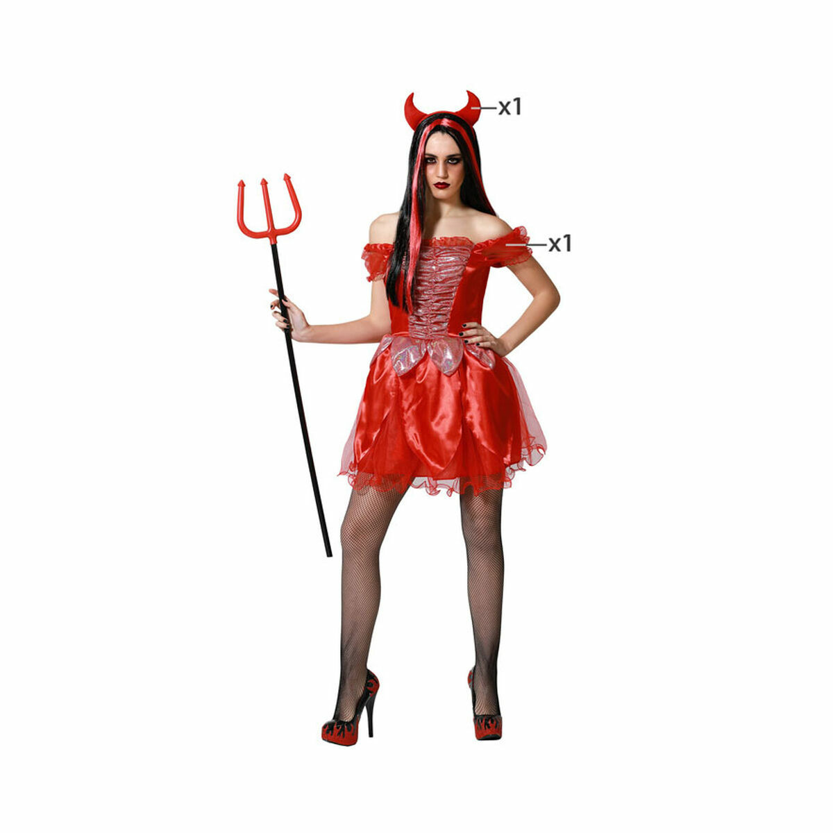 Costume Per Adulti Rosso Demonio Donna Taglia:m/l