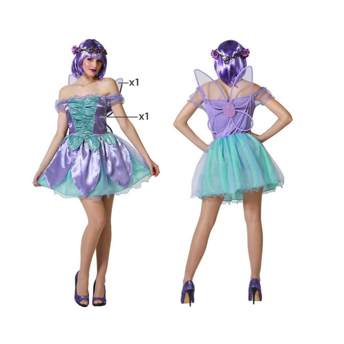 Costume Per Adulti Porpora Fata Taglia:xs/s