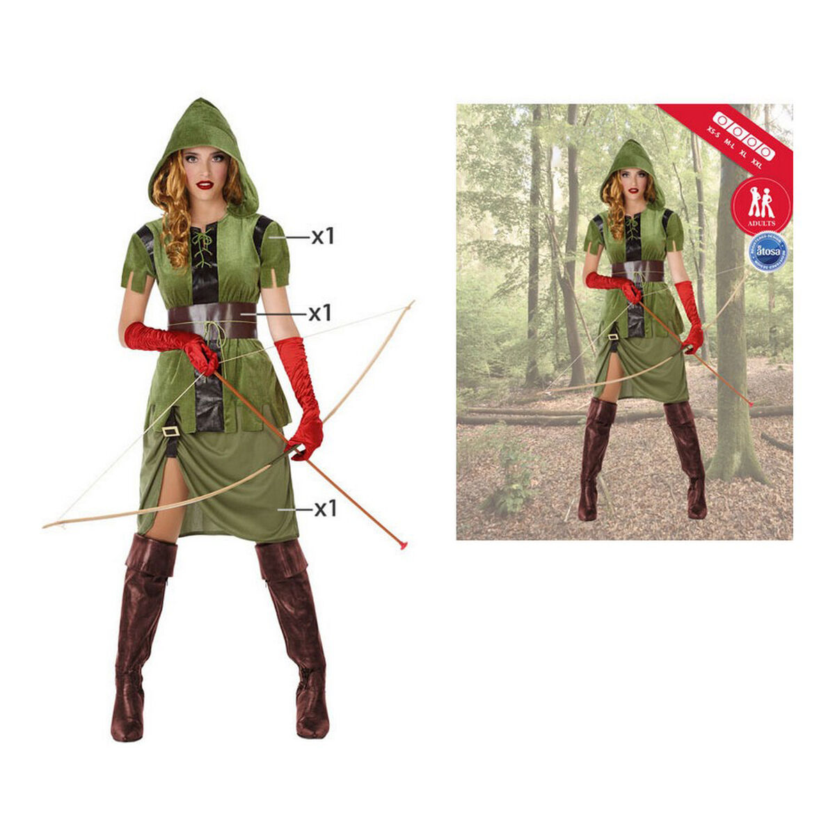 Costume Per Adulti Verde (3 Pezzi) Taglia:xl - Image 4