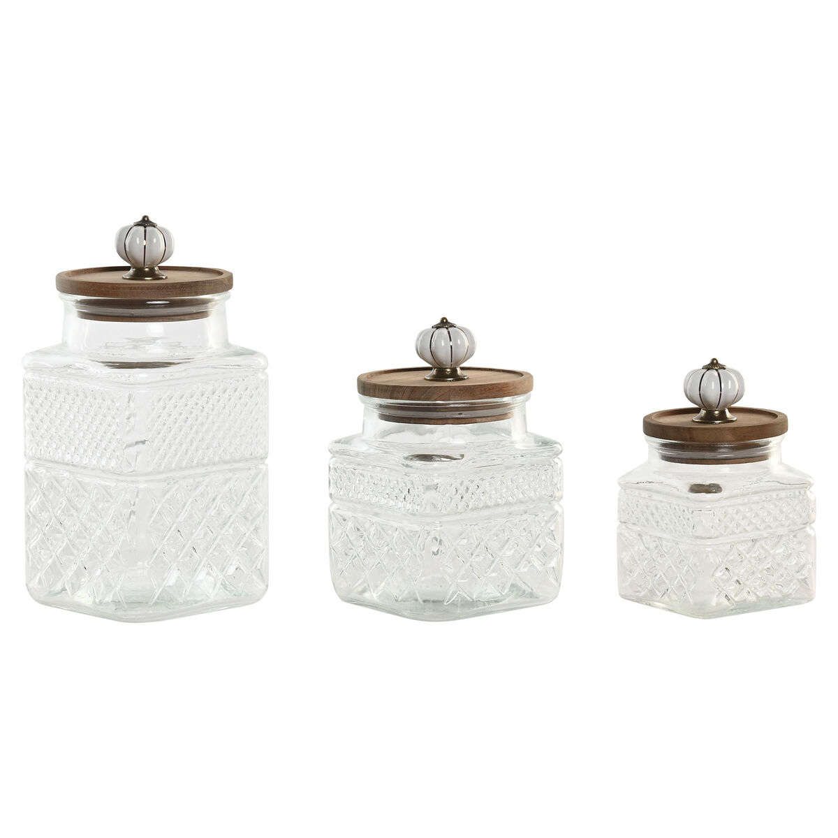 Set Di 3 Barattoli Home Esprit Trasparente Naturale 1,8 L 3 Pezzi