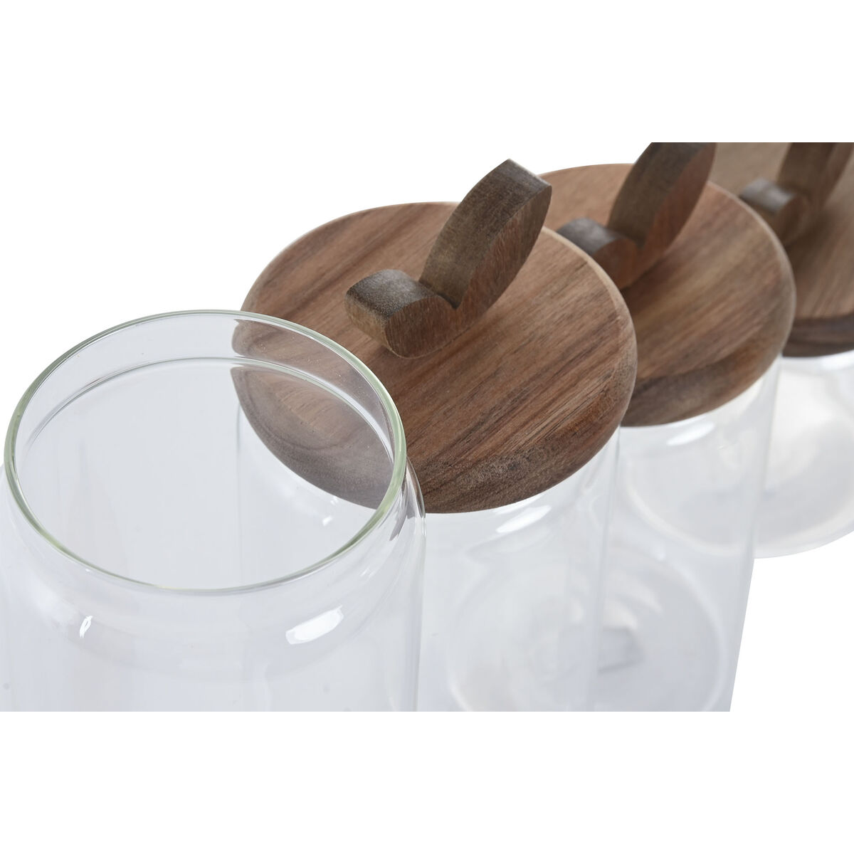 Set Di 4 Barattoli Home Esprit Trasparente Naturale 1,3 L 4 Pezzi - Image 3